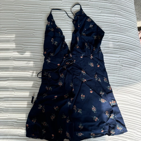 Reformation Blue Floral Wrap Dress - Picture 2 of 6